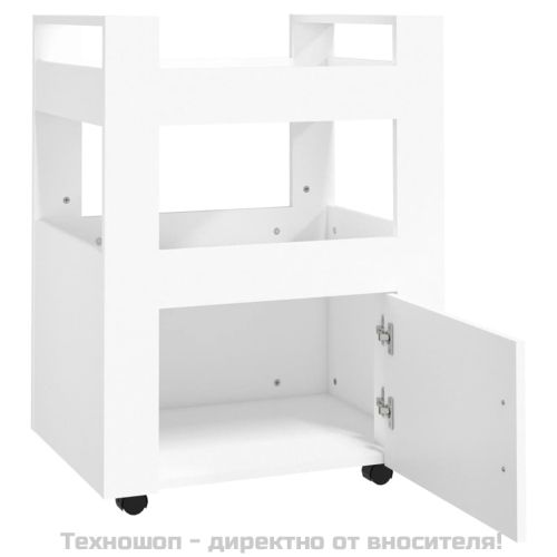 Кухненска количка, бяла, 60x45x80 см, инженерно дърво