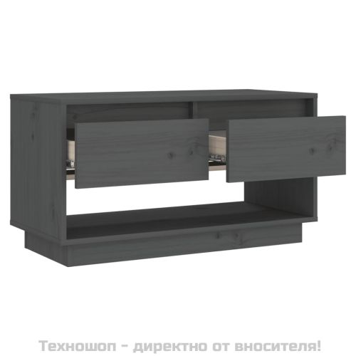 ТВ шкаф, сив, 74x34x40 см, бор масив