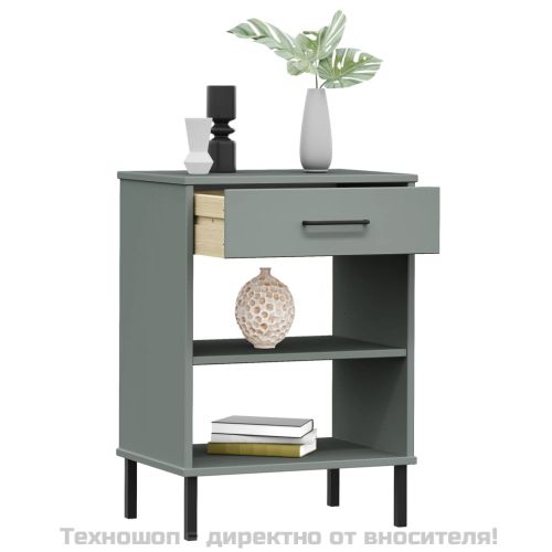 Конзолно шкафче с метални крака сива бор масив OSLO