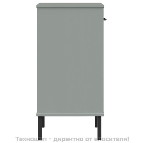 Конзолно шкафче с метални крака сива бор масив OSLO