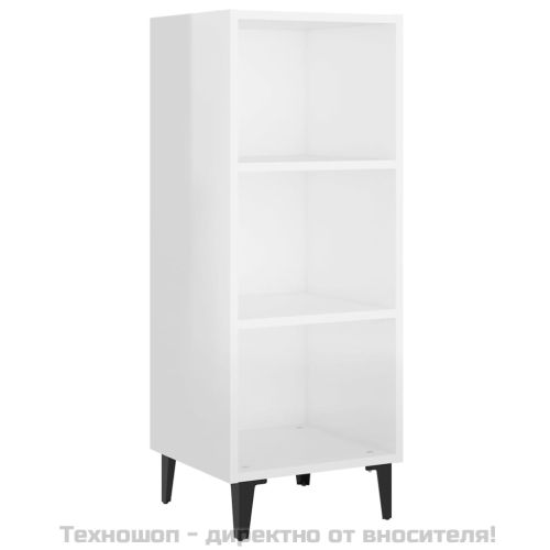 Сайдборд, бял гланц, 34,5x32,5x90 см, инженерно дърво