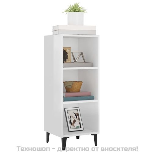 Сайдборд, бял гланц, 34,5x32,5x90 см, инженерно дърво