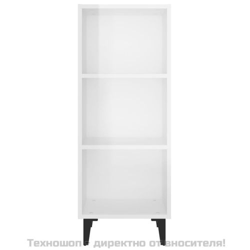 Сайдборд, бял гланц, 34,5x32,5x90 см, инженерно дърво