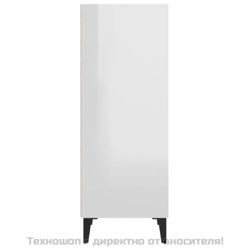 Сайдборд, бял гланц, 34,5x32,5x90 см, инженерно дърво