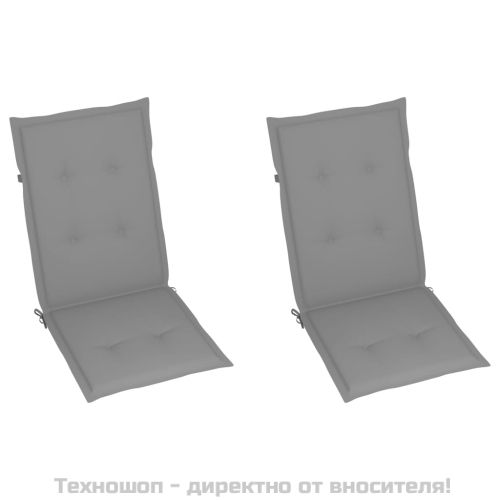 Възглавници за стол с облегалка 2 бр сиви 120x50x3 см плат