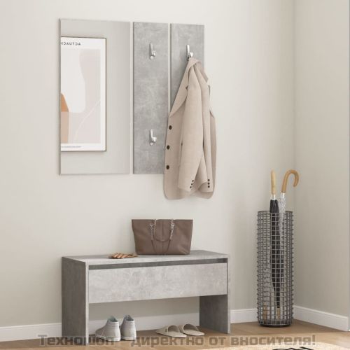 Комплект мебели за антре, бетонно сиви, инженерно дърво
