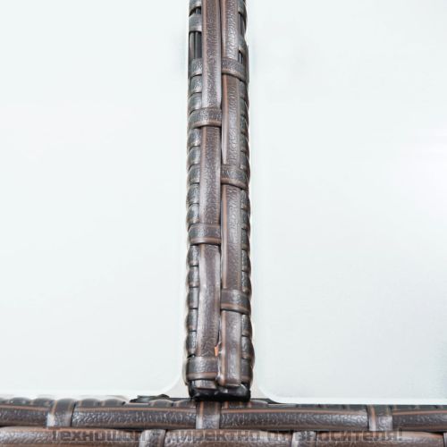 Градински бар комплект с възглавници, 7 части, полиратан, кафяв