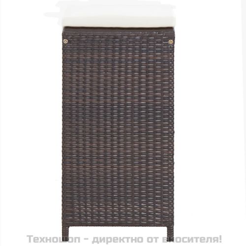 Градински бар комплект с възглавници, 7 части, полиратан, кафяв