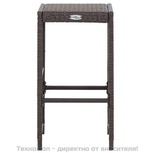 Градински бар комплект с възглавници, 7 части, полиратан, кафяв