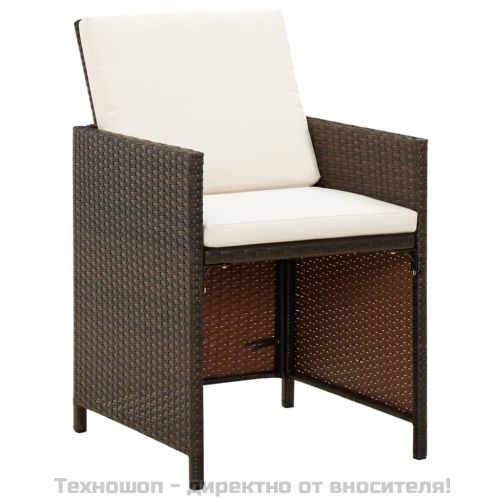 Градински комплект с възглавници 5 части полиратан кафяв