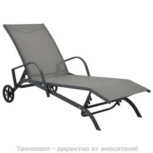 Шезлонги, 2 бр, с масичка, textilene и стомана