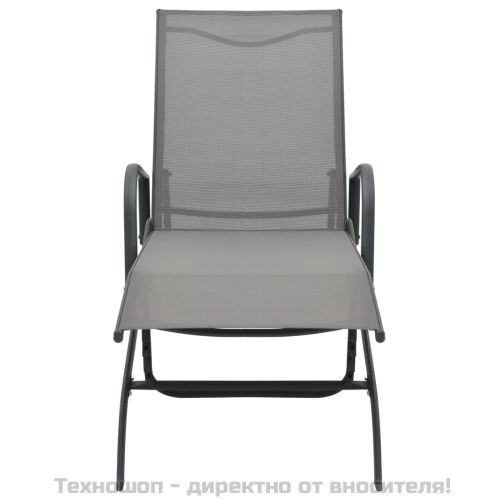Шезлонги, 2 бр, с масичка, textilene и стомана