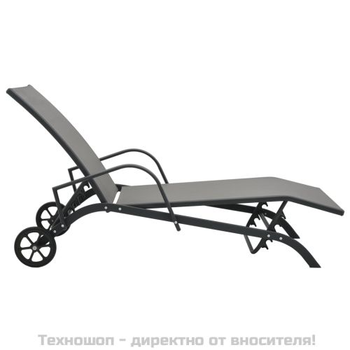 Шезлонги, 2 бр, с масичка, textilene и стомана