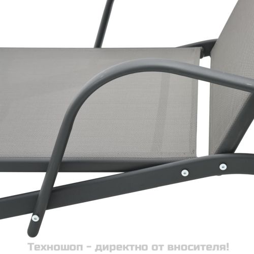 Шезлонги, 2 бр, с масичка, textilene и стомана