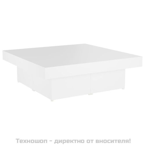 Маса за кафе, бяла, 90x90x28 см, инженерно дърво