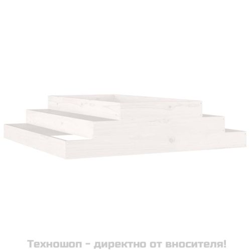 Плантер, бяла, 110x110x27 см, борово дърво масив