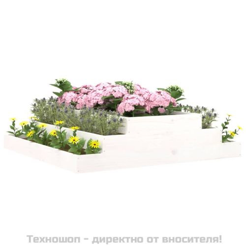 Плантер, бяла, 110x110x27 см, борово дърво масив