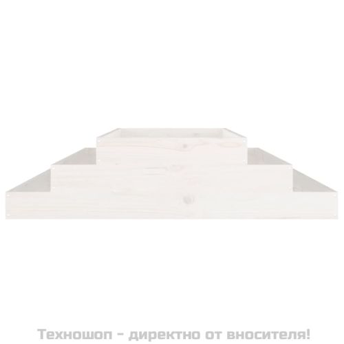 Плантер, бяла, 110x110x27 см, борово дърво масив