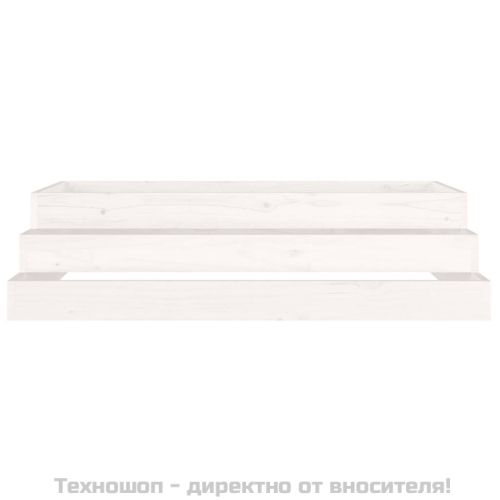 Плантер, бяла, 110x110x27 см, борово дърво масив