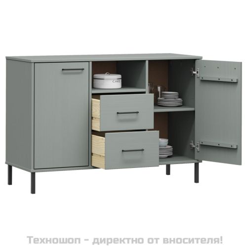 Бюфет с метални крака сива 113x40x77 см масивно дърво OSLO