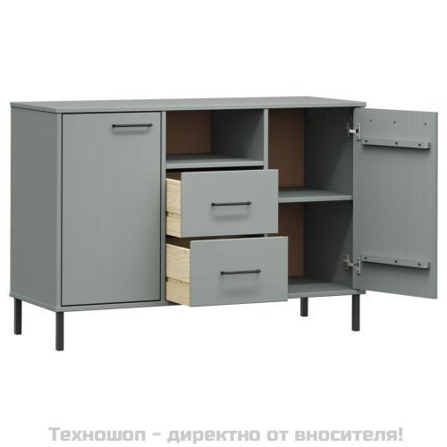 Бюфет с метални крака сива 113x40x77 см масивно дърво OSLO