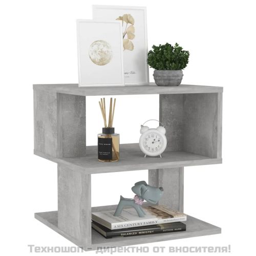 Странична маса, бетонно сива, 40x40x40 см, инженерно дърво