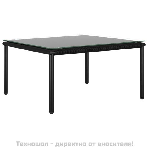 Градински комплект с възглавници, 6 части, черен, PVC