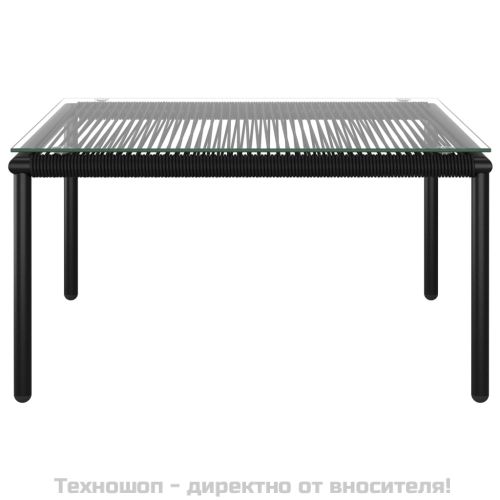 Градински комплект с възглавници, 6 части, черен, PVC