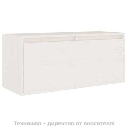 Стенен шкаф, бял, 80x30x35 см, борово дърво масив