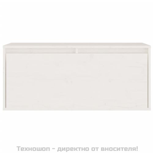 Стенен шкаф, бял, 80x30x35 см, борово дърво масив