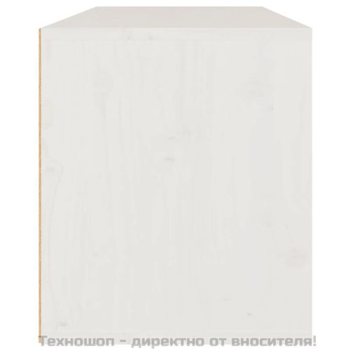 Стенен шкаф, бял, 80x30x35 см, борово дърво масив