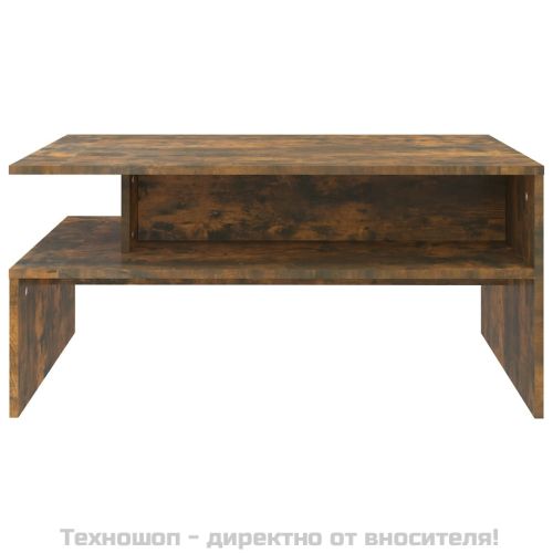 Кафе маса, опушен дъб, 90x60x42,5 см, инженерно дърво
