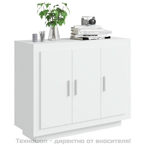 Сайдборд, бял, 92x35x75 см, инженерно дърво