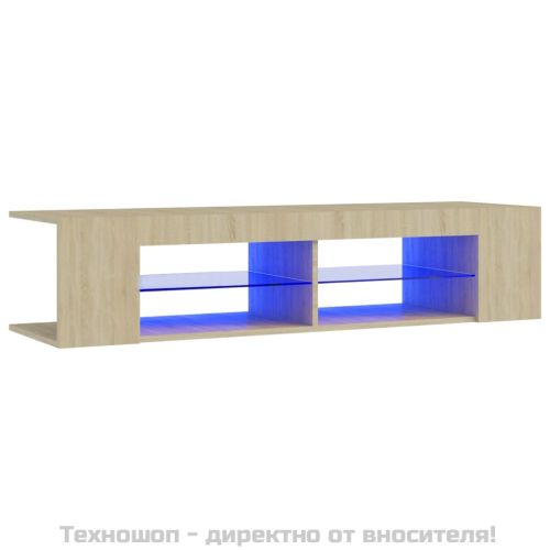 ТВ шкаф с LED осветление, дъб сонома, 135x39x30 см