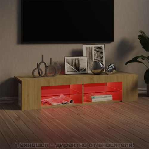 ТВ шкаф с LED осветление, дъб сонома, 135x39x30 см