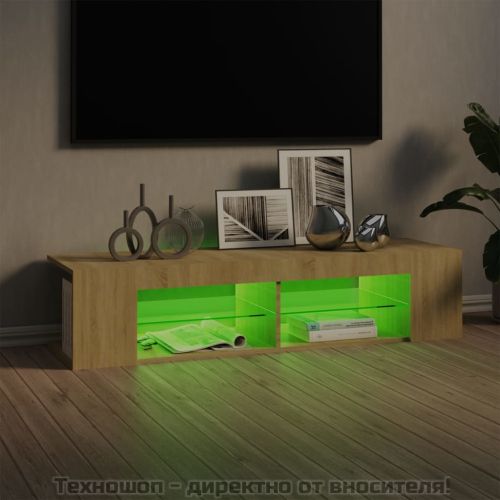 ТВ шкаф с LED осветление, дъб сонома, 135x39x30 см
