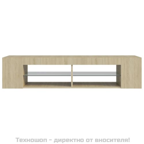 ТВ шкаф с LED осветление, дъб сонома, 135x39x30 см