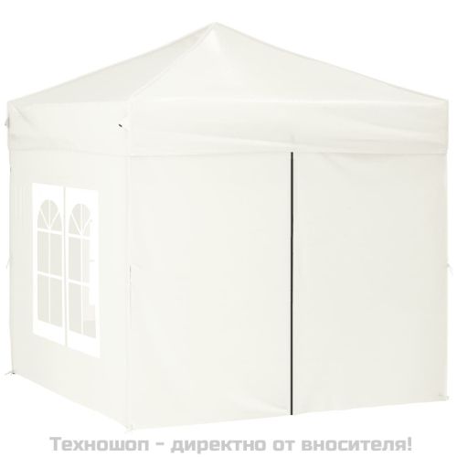 Сгъваема парти палатка със странични стени, кремава, 2x2 м