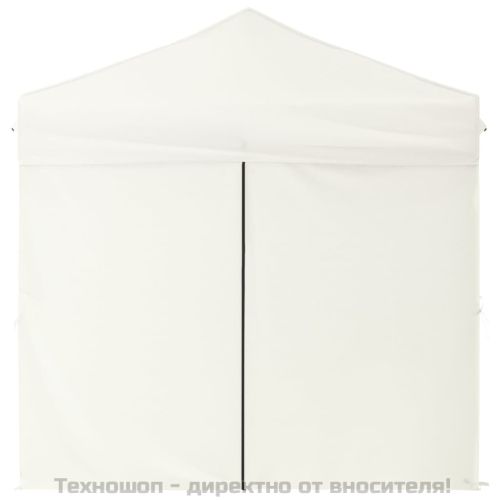 Сгъваема парти палатка със странични стени, кремава, 2x2 м