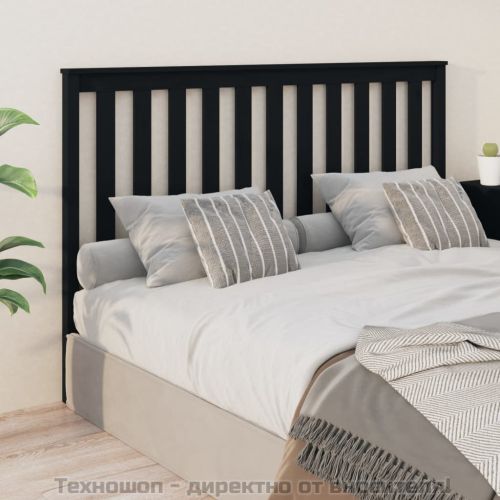 Горна табла за легло, черна, 166x6x101 см, бор масив