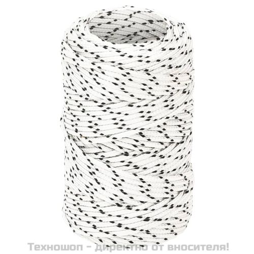 Плетено въже за лодка, бяло, 2 мм x 25 м, полиестер
