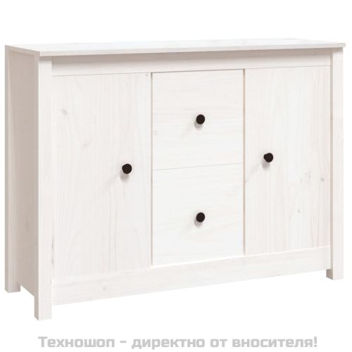 Сайдборд, бял, 100x35x74 см, бор масив