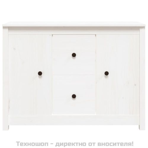 Сайдборд, бял, 100x35x74 см, бор масив