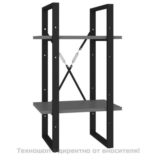 2-етажна библиотека, сива, 40x30x70 см, инженерно дърво