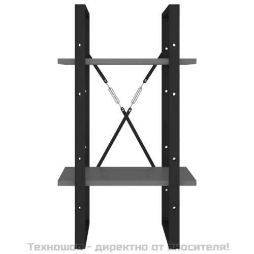 2-етажна библиотека, сива, 40x30x70 см, инженерно дърво