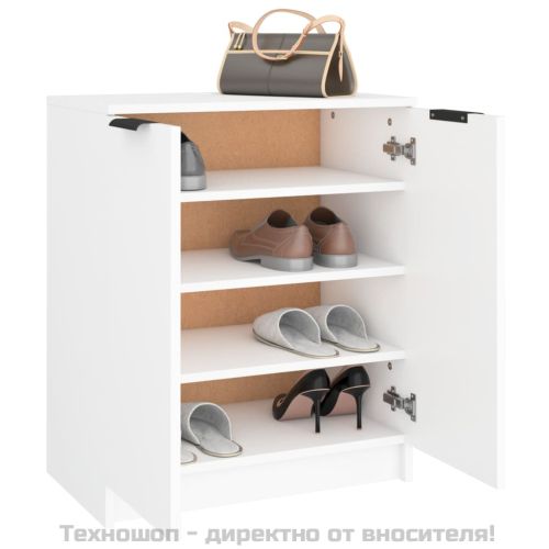 Шкаф за обувки, бял, 59x35x70 см, инженерно дърво
