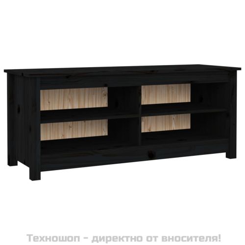 Пейка за обувки черна 110x38x45,5 см масивна борова дървесина