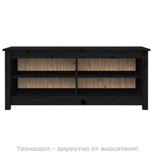 Пейка за обувки черна 110x38x45,5 см масивна борова дървесина