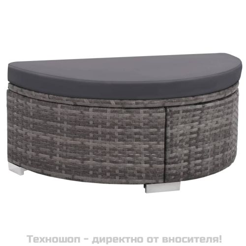 Градински комплект с възглавници, 8 части, полиратан, сив