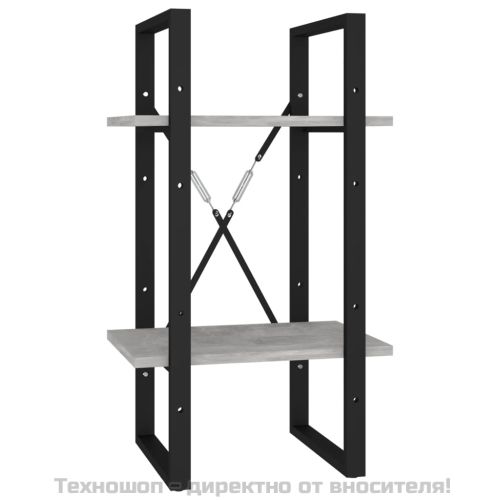 2-етажна библиотека, бетонно сива, 40x30x70 см, инженерно дърво